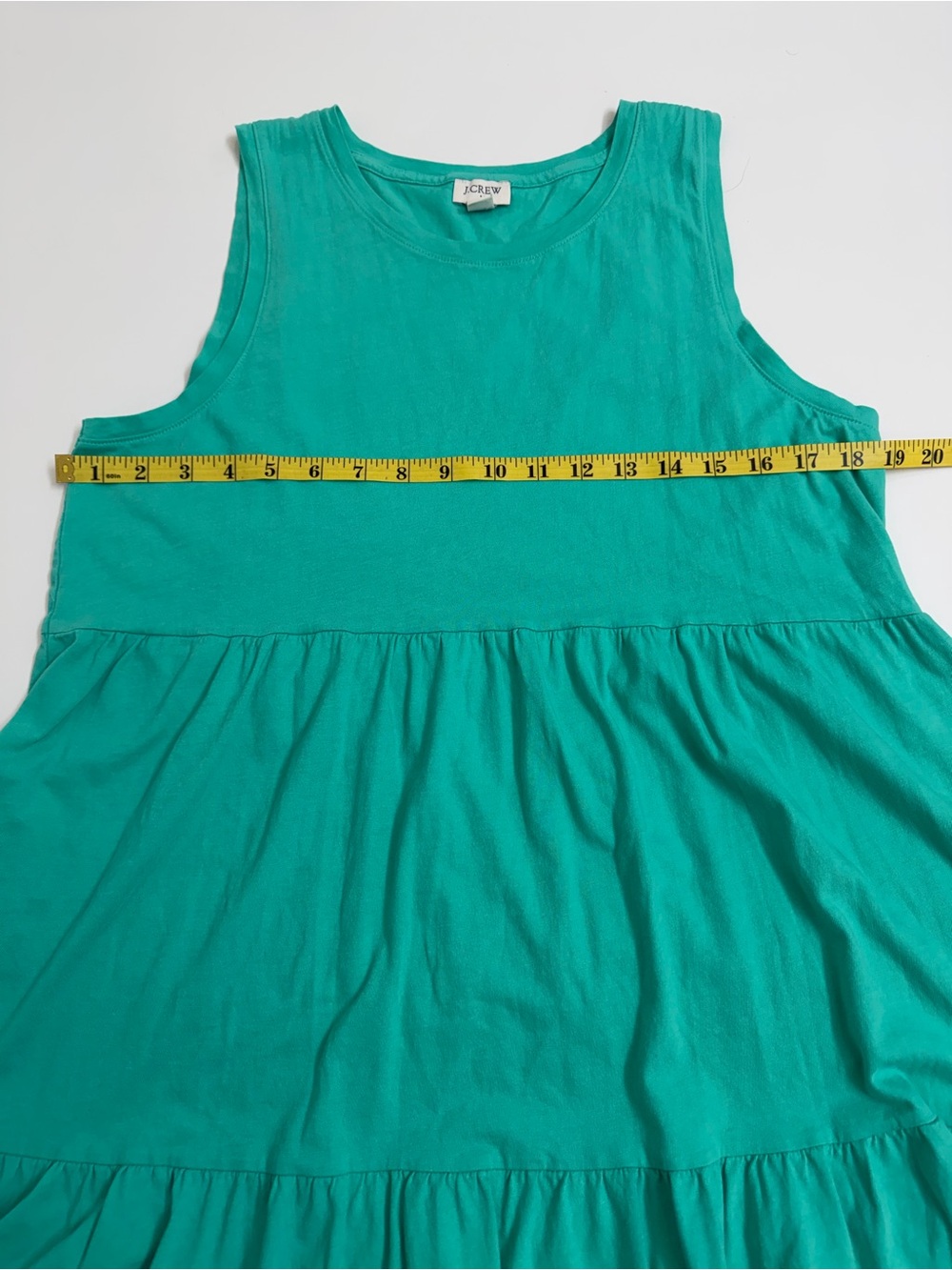 J.Crew NWOT Re-Imagined Aqua Tiered Swing Dress Medium 100% Cotton Sleeveless‎ - Picture 10 of 10